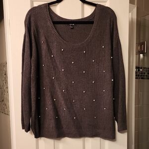 Apt. 9 Charcoal Sweater with Stud Accents